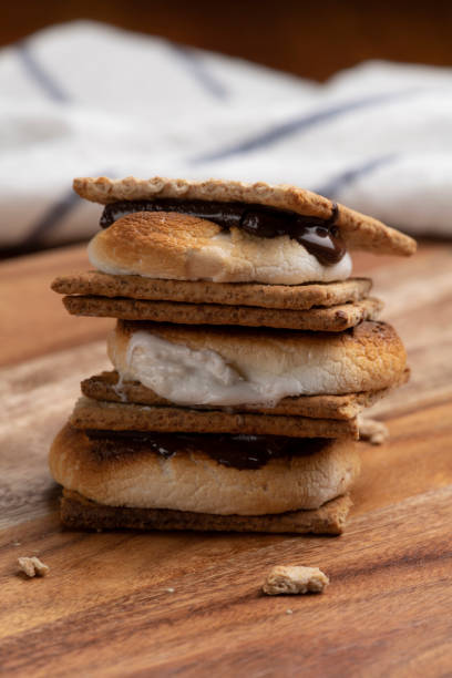 istock S'more with marshmallow and chocolate sandwiched between crackers. 1405930087