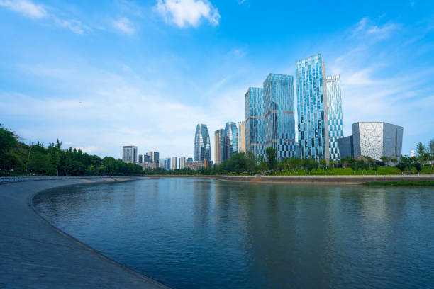 istock Morning riverside modern city 1405930425