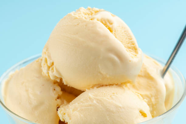 istock Rich vanilla ice cream served in a bowl. 1405931018