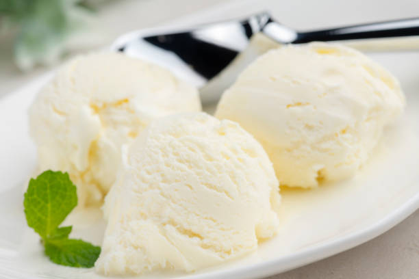 istock Rich vanilla ice cream served in a bowl. 1405931028