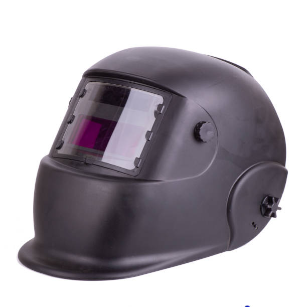 Modern Welder helmet mask isolated on white background