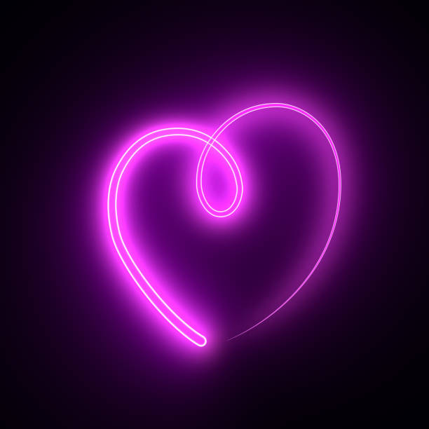 istock neon heart on dark background. 3D illustration 1405933025