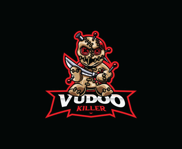 voodoo maskottchen logo design - voodoo stock-grafiken, -clipart, -cartoons und -symbole