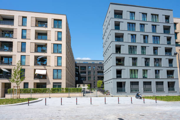 istock Modern apartment buildings in a housing development area 1405936093