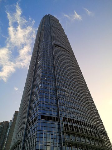 The Two International Finance Centre tower, the second tallest building in Hong Kong, height 412 mt, in Central hong Kong.