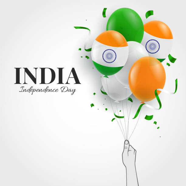 India Independence Day Vector Illustration of India Independence Day. Hand with balloons. Happy Independence Day stock illustrations
