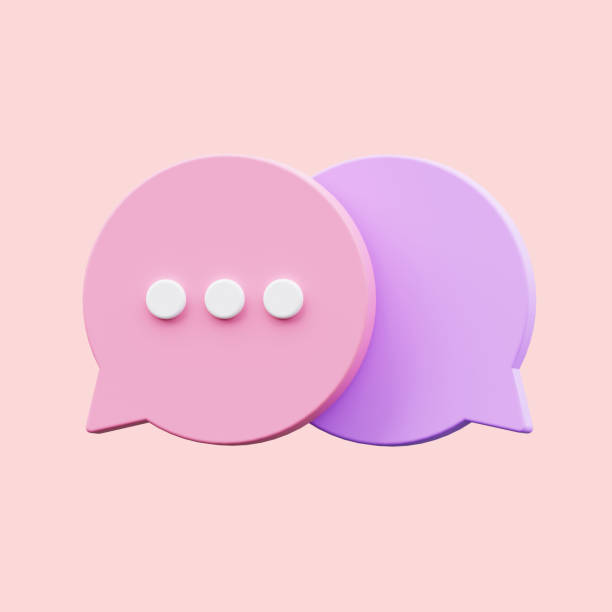 istock 3d render pink speech bubble minimal icon illustration. Online chat and communication concept. 1405942379