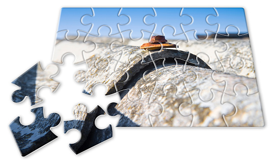 Asbestos removal  - concept image in jigsaw puzzle shape