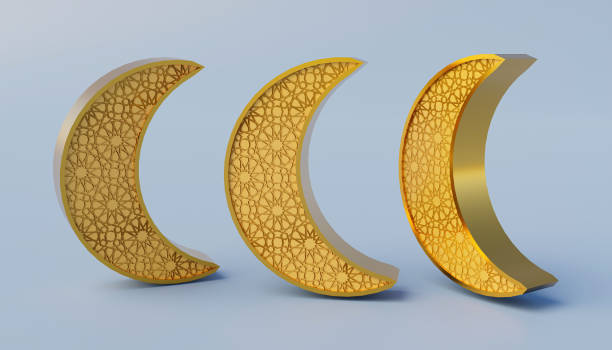 3D Illustration of Traditional Crescent Moon, Happy Muharram, Islamic New Year, Ramadan Kareem, Eid Al-Fitr, Eid Al Adha, Happy Muharram