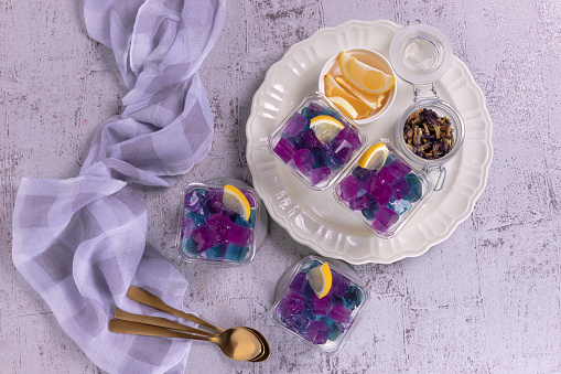 Panna Cotta with Butterfly Pea Jelly