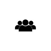 istock Illustration of crowd of people icon silhouettes vector. Social icon. Flat style design. User group network. Corporate team group. Community member icon. Business team work activity. Staff unity icon 1405946646