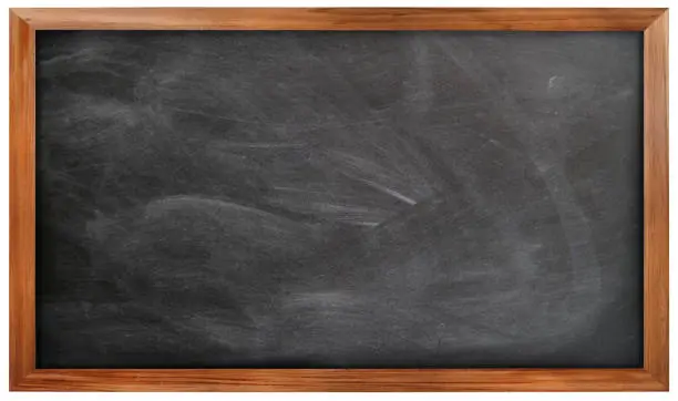 Photo of Black chalkboard on white background.