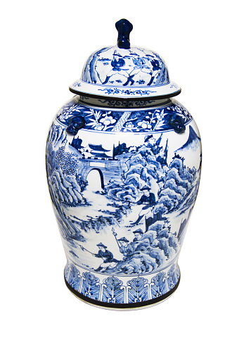 jar porcelain chinese style pottery porcelain on white background.