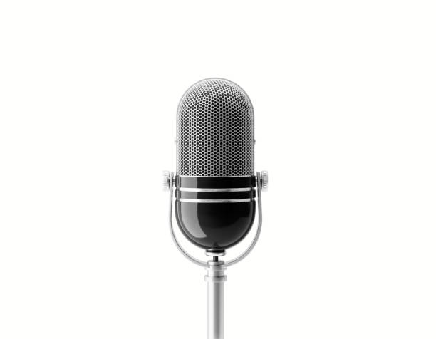 microfone em fundo branco - contemporary style audio - fotografias e filmes do acervo