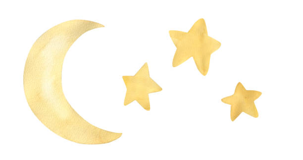 istock Watercolor moon and stars. Weather illustration for kids 1405948111