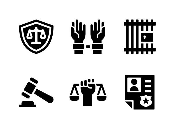 Simple Set of Justice And Law Related Vector Solid Icons Simple Set of Justice And Law Related Vector Solid Icons. Contains Icons as Law Protection, Arrest, Prison and more. civil rights stock illustrations