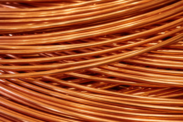 istock Shiny winded copper cable in warehouse of production plant 1405950920