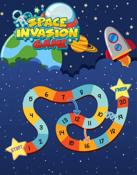 Vector illustration of Game template with space theme background