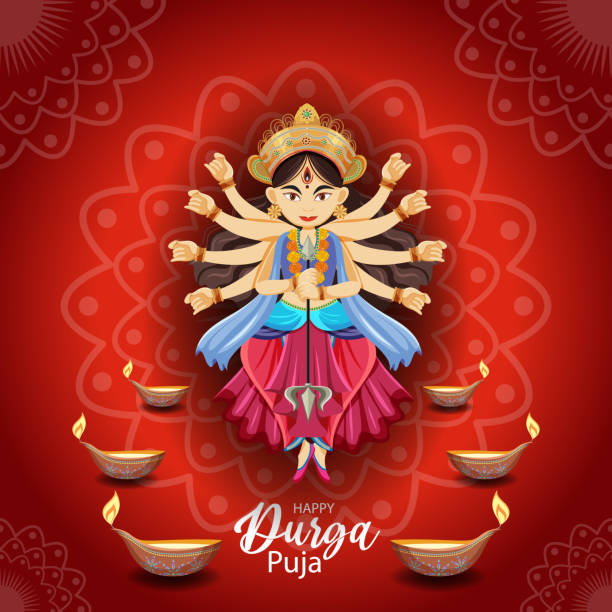 Cartoon Of A Hindu Goddess Durga Illustrations, Royalty-Free Vector  Graphics & Clip Art - iStock