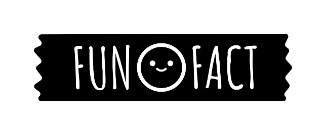 Fun facts with smiling face on washi tape badge vector icon. Black shape note with cute smile face and text fun fact. Simple template illustration for social media.