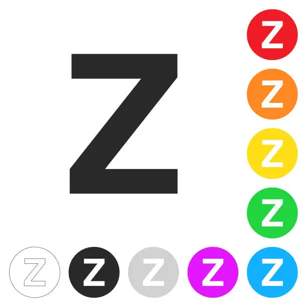 Vector illustration of Letter Z. Icon on colorful buttons