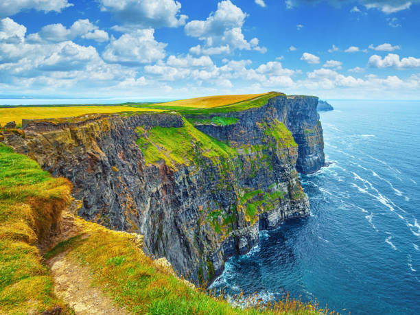 скалы мохера в ирландии - republic of ireland cliffs of moher landscape cliff стоковые �фото и изображения