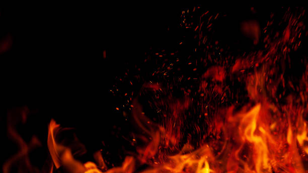 istock Abstract background with a border of bright blazing fire 1405961982