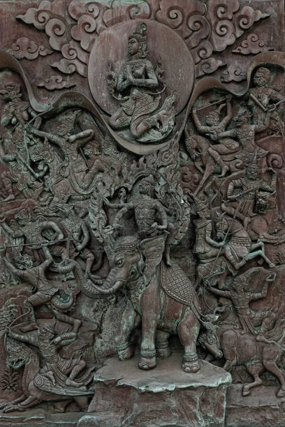 istock The battle statue on the old-fashioned plaster surface. 1405963722