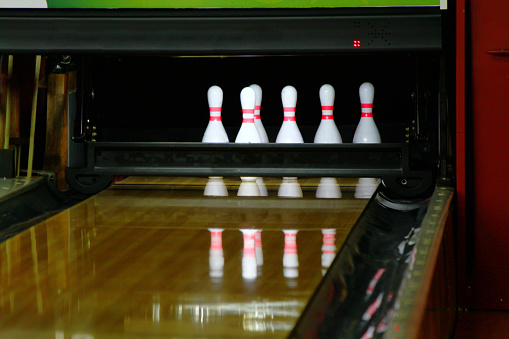 Close up view of Bowling alley.