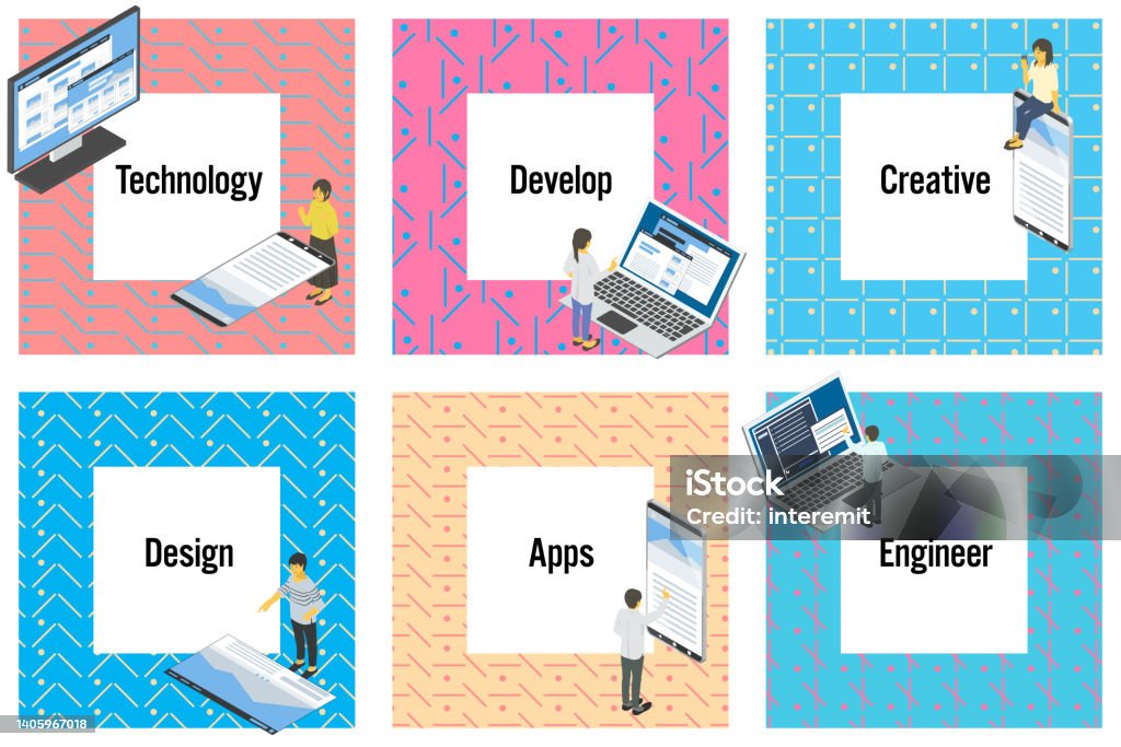 System Development Web Designing Square Vector Frame Stock Illustration ...