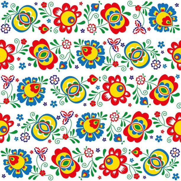 Vector illustration of Seamless pattern made from folklore ormaments (Moravia - Slovacko)