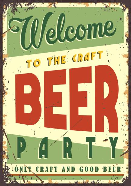 istock Retro poster. Welcome to the craft beer party 1405968643