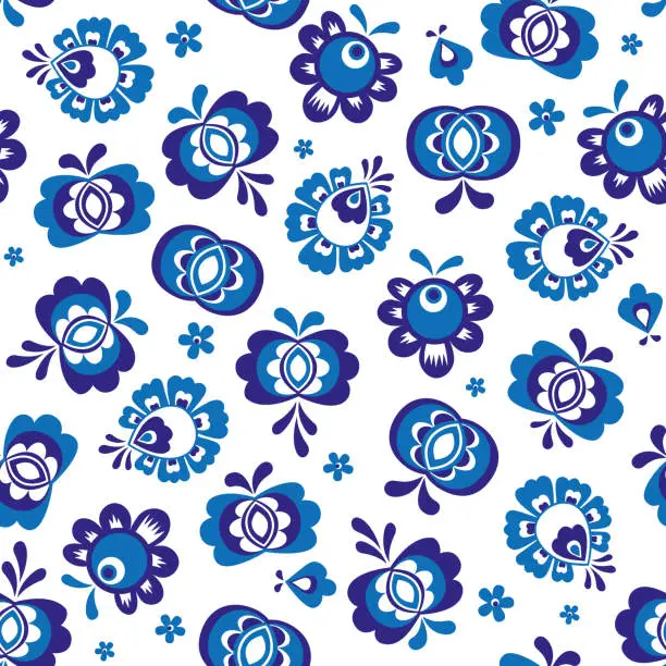 Vector illustration of Seamless pattern made from folklore ormaments (Moravia - Slovacko)