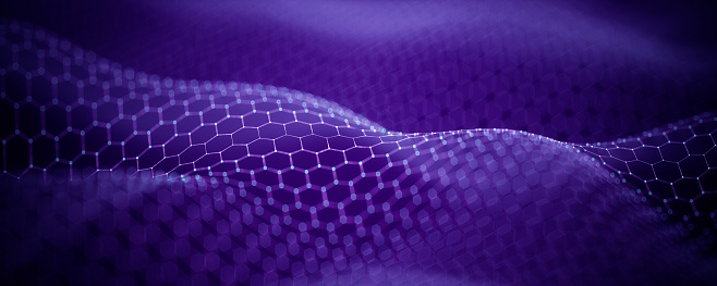 Abstract hexagonal wave pattern technology background.