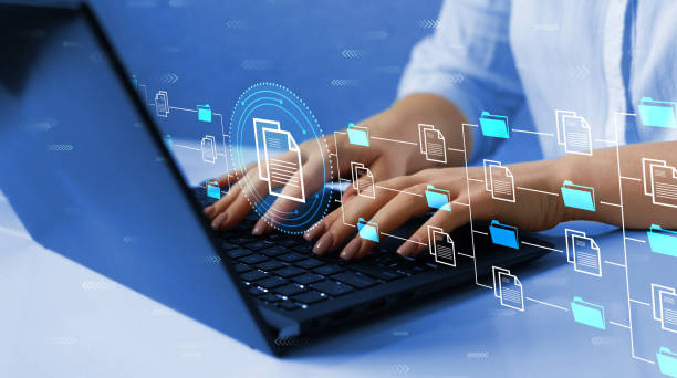 logiciel d’automatisation pour l’archivage et la gestion efficace des fichiers d’information. système de gestion des documents (sgd). concept de technologie internet. - data photos et images de collection