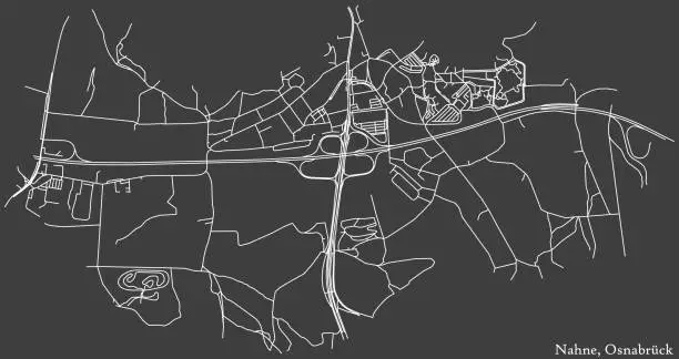 Vector illustration of Street roads map of the NAHNE DISTRICT, OSNABRÜCK
