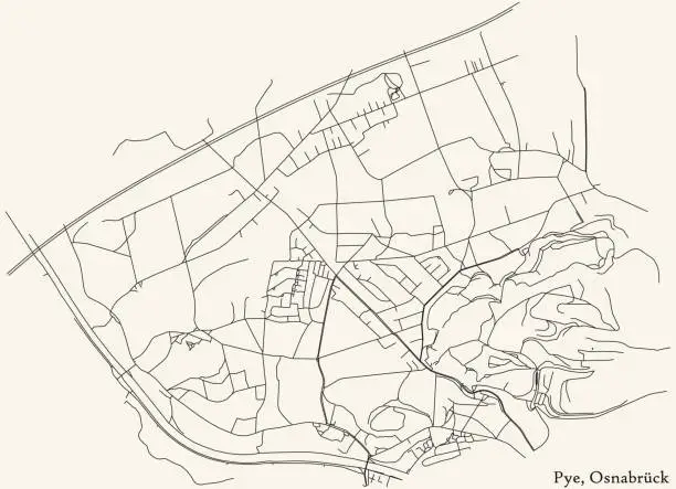 Vector illustration of Street roads map of the PYE DISTRICT, OSNABRÜCK