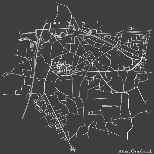 Vector illustration of Street roads map of the ATTER DISTRICT, OSNABRÜCK