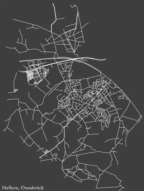 Vector illustration of Street roads map of the HELLERN DISTRICT, OSNABRÜCK