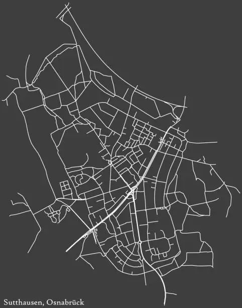 Vector illustration of Street roads map of the SUTTHAUSEN DISTRICT, OSNABRÜCK