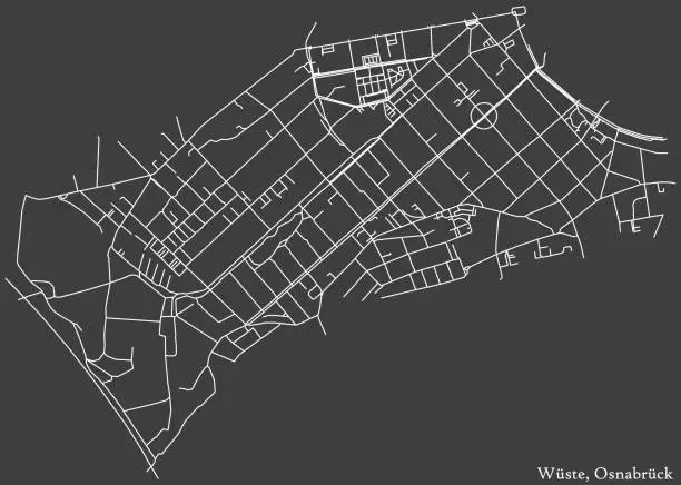 Vector illustration of Street roads map of the WÜSTE DISTRICT, OSNABRÜCK