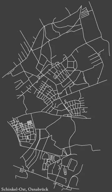 Vector illustration of Street roads map of the SCHINKEL-OST DISTRICT, OSNABRÜCK