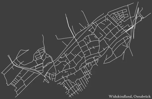 Vector illustration of Street roads map of the WIDUKINDLAND DISTRICT, OSNABRÜCK