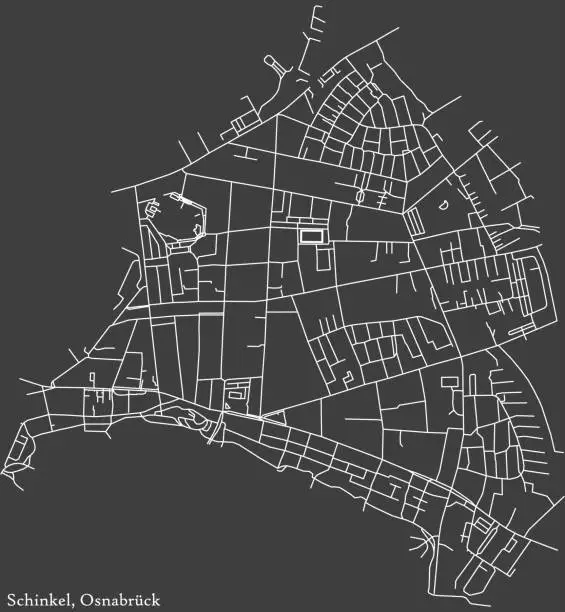 Vector illustration of Street roads map of the SCHINKEL DISTRICT, OSNABRÜCK