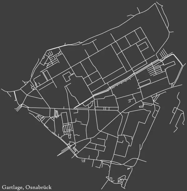 Vector illustration of Street roads map of the GARTLAGE DISTRICT, OSNABRÜCK