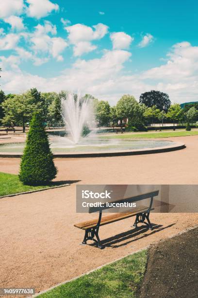 Jardin De Lesplanade In The City Of Metz France Stock Photo - Download Image Now - Beauty, Beauty In Nature, Bench