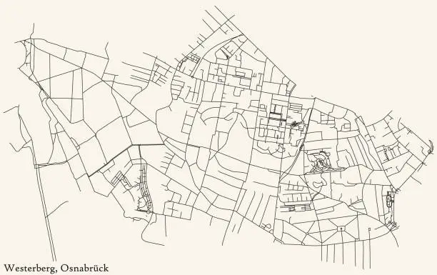 Vector illustration of Street roads map of the WESTERBERG DISTRICT, OSNABRÜCK