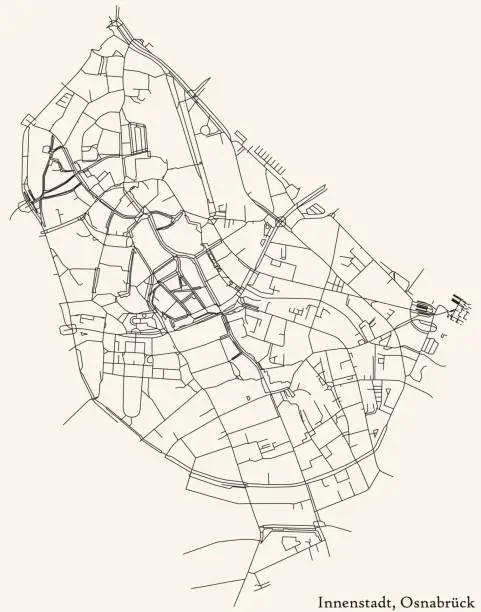 Vector illustration of Street roads map of the INNENSTADT DISTRICT, OSNABRÜCK