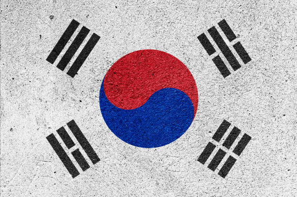 istock Flag of South Korea on a plaster wall 1405980836