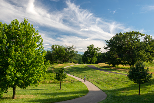 Paved trail in Valley Forge National Historic Park in Summer, King of Prussia, Pennsylvania, USA